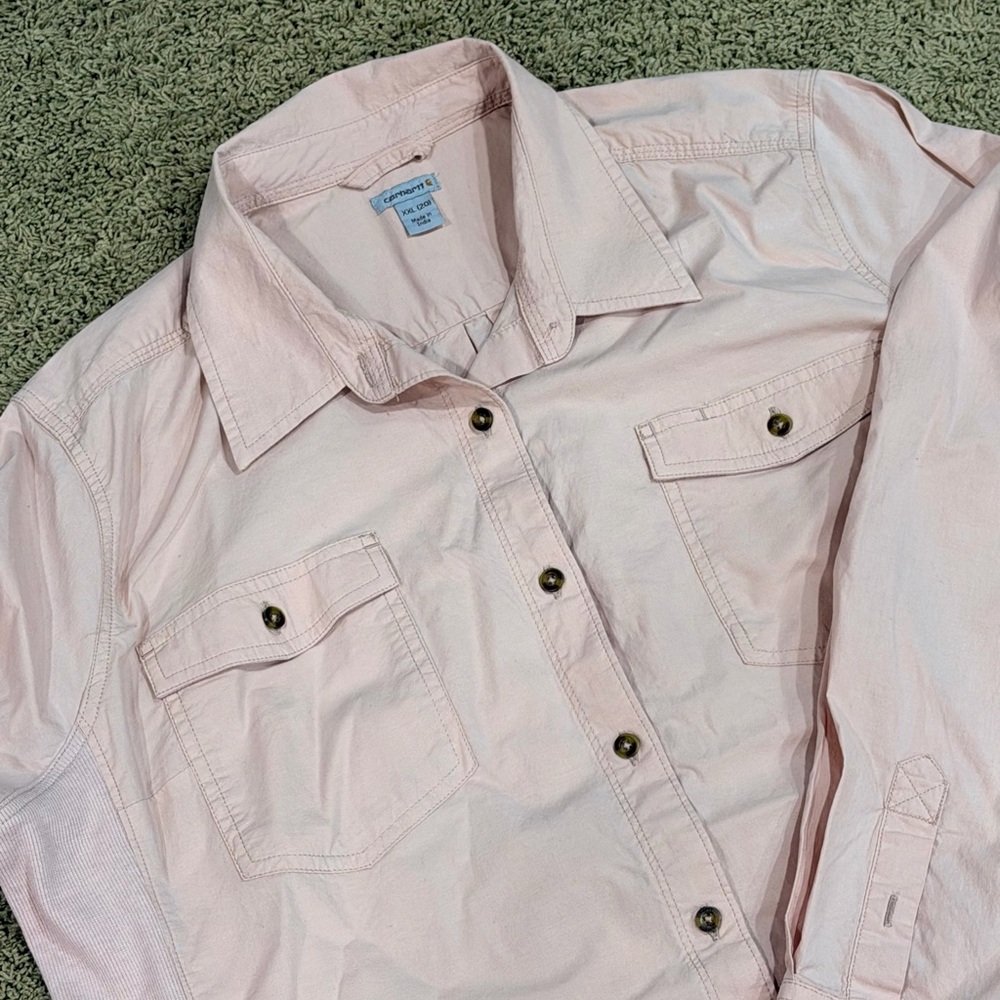 Carhartt Shirt Womens XXL 20 PInk Pink Long Sleeve Roll Tab American Workwear